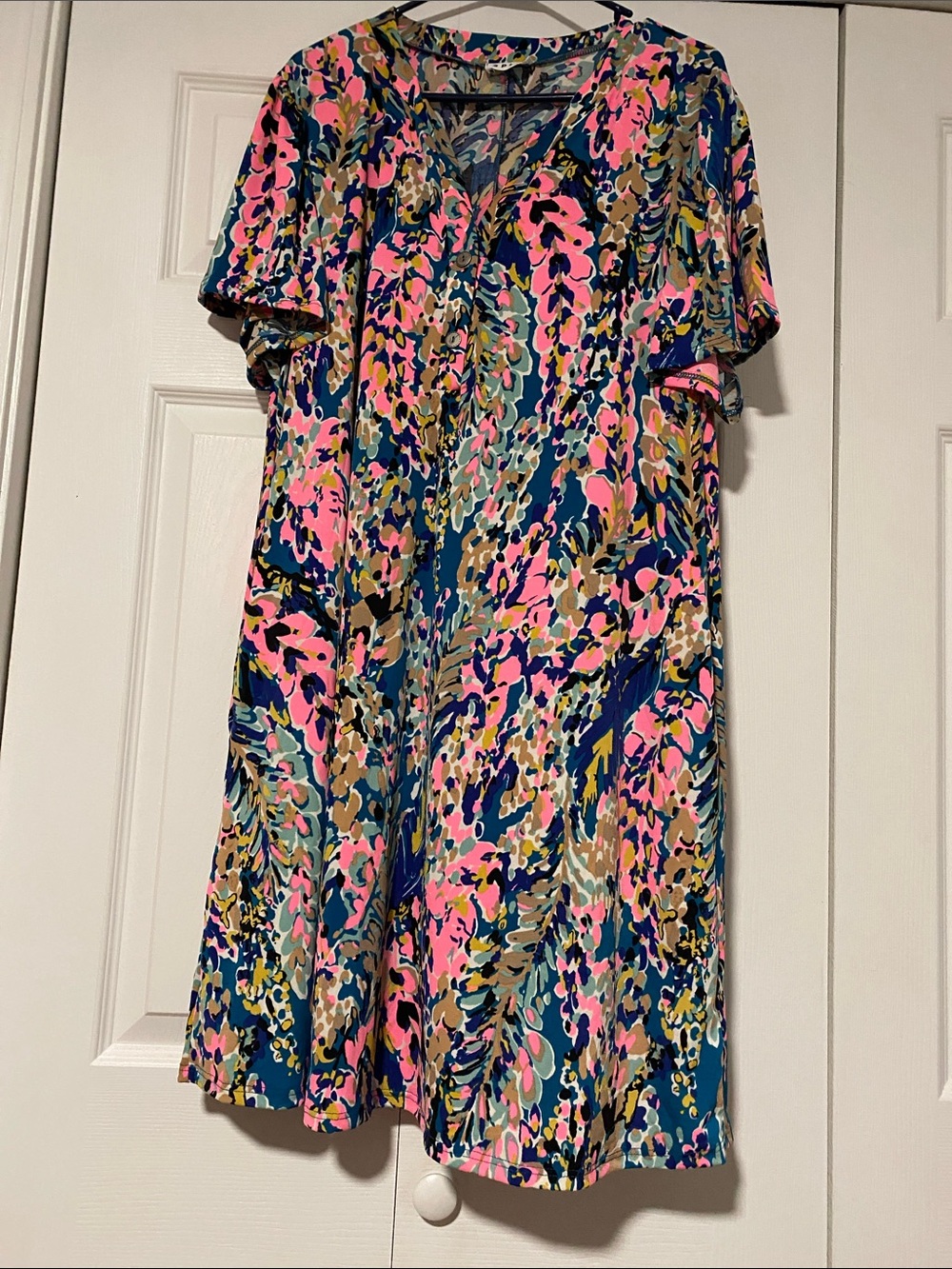 Splash Teal Multicolor Floral V-Neck Casual Dress